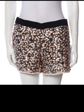 Diane Von Furstenberg Rose Gold Sequin High Waist Shorts